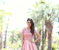 Pretty Pink Midi Skirt with Lace Top
