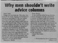 Why men shouldn't write advice columns