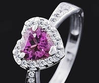 Ring with Purple Heart Amethyst Surrounded by Diamonds