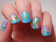 Butterfly and roses nails