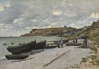 Amazing Canvas Art of Beach At Sainte Adresse by Claude Monet 