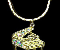Gold Piano Necklace with Colored Rhinestones