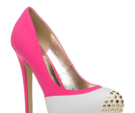 Hot Pink & White Pumps with Gold Studs