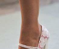 Cute White Pumps with Lace Flower Print