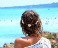 White Crochet Sleeve Dress with Belt