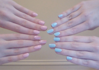 Pastel blue and pastel pink nails