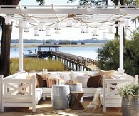 Outdoor Pergola with Hanging Lanterns