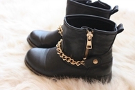 Black leather boots