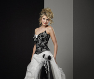 Strapless A-Line Black & White Organza Gown
