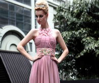Floor Length A-Line Halter Evening Gown