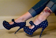 Blue Pumps with Polka Dots & Bow