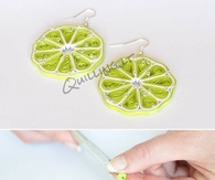 DIY Quilled Green Lemon Earrings