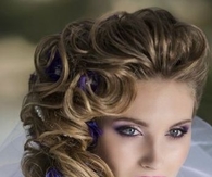 Long Hair with Large Curls, Flowers & Pearls