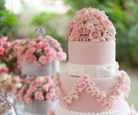 Gorgeous Pink & White Rose Wedding Cake