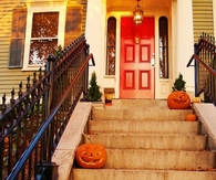 Jack O lantern on porch