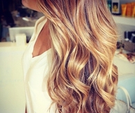 Golden blonde wavy hair