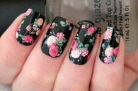 Floral rose nails
