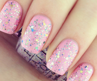 Pink sparkle splatter nails