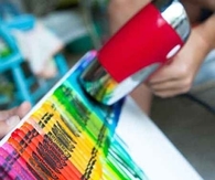 Melted crayons on canvas