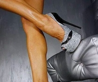 Sexy Silver Glitter Platform Pumps