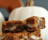 Chocolate chip studded pumpkin roll bars