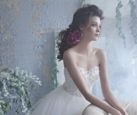 Beautiful Bride in Beaded Strapless Organza Gown