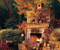 Outdoor Patio decorated for Fall