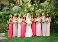 Colorful brides and bridesmaid dresses