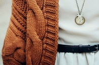 Pumpkin sweater and necklace