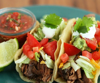 Shredded beef tacos