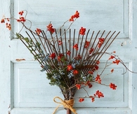 Rake Made into Autumn Door Decoration