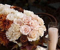 Flowers & Mini White Pumpkins