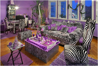 Zebra Stripes & Purple Accent Living Room