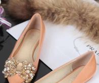 Pretty Pastel Flats with Bling Bows