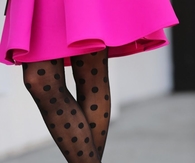 Pink Skirt with Polka Dot Stockings & Pumps