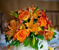 Fall Flowers in Pumpkin Vase