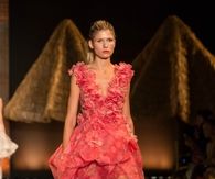 Coral Hi Lo Ruffled Gown