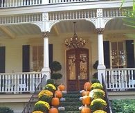 Floral and pumpkin porch decor