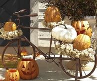 Antique bike and pumpkin decor