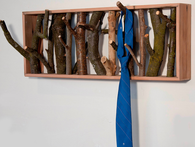 Tree branch coat rack