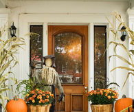 Front Porch Decorated for Fall Season