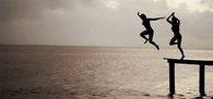 Jumping in the ocean