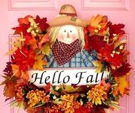 Cute Hello Fall Scarecrow Wreath