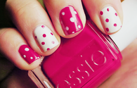 Pink Polka dot nails