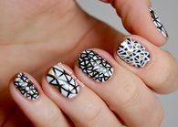 Black and white triangle nail art