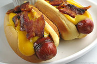 Bacon cheese hot dogs