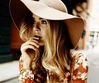 Floppy Hat with Floral Long Sleeved Dress