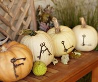 Old Keys as Letters on Pumpkins
