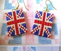 DIY Union Jack Beaded Earrings
