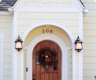 Pretty front entrance decorated for Fall